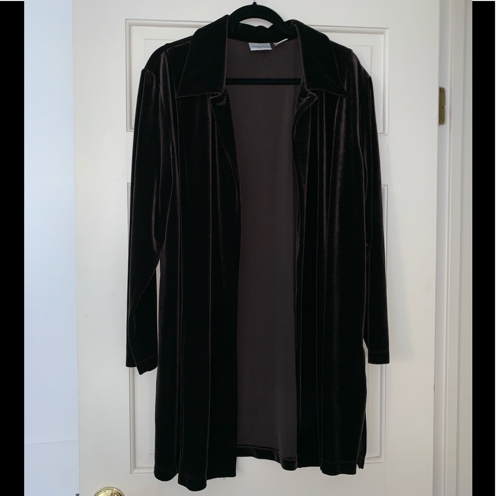 2 piece:  Jacket with one neck button and slacks